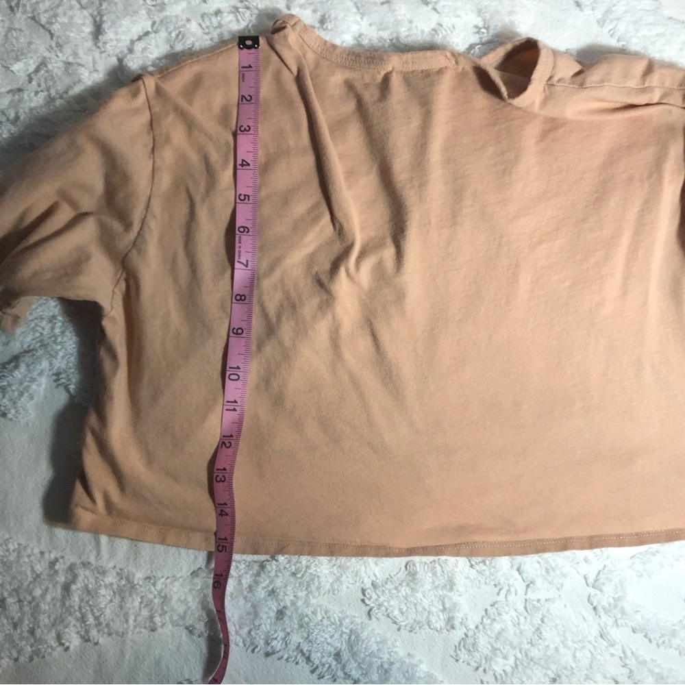 Forever 21 short sleeve cotton cropped tee t-shirt Peach Tan color Size … - Picture 7 of 10